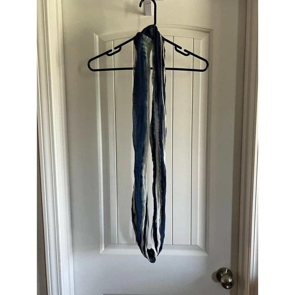 Chaps Blue and White Striped Infinity Scarf
